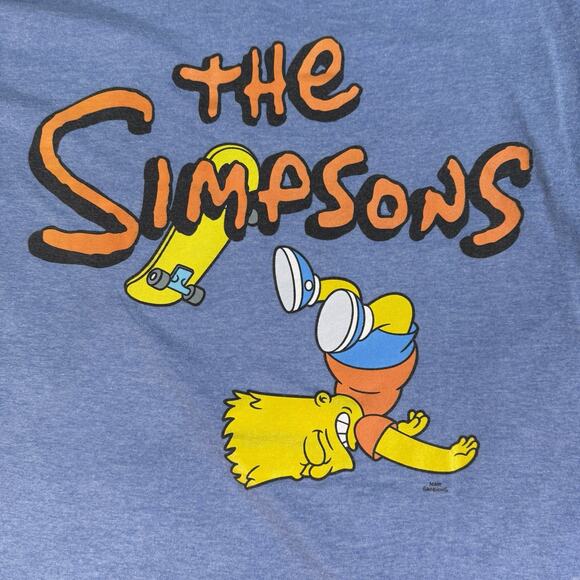 The Simpsons -Bart Skate Boarding Blue T-Shirt Size M - Picture 2 of 5
